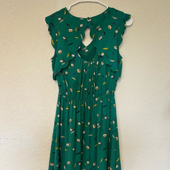 Bohemian Cottagecore 41 Hawthorn Green Floral V-Neck Sleeveless Dress - Picture 4 of 8